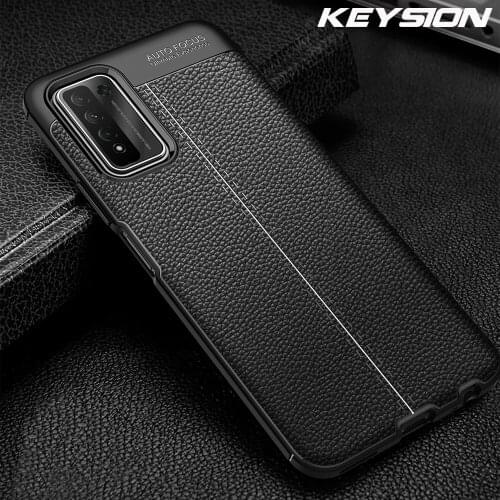 KEYSION Shockproof Case for Huawei P Smart 2021 2019 leather texture soft silicone Phone Back Cover for Huawei Y7A Y9A Y8S 2020