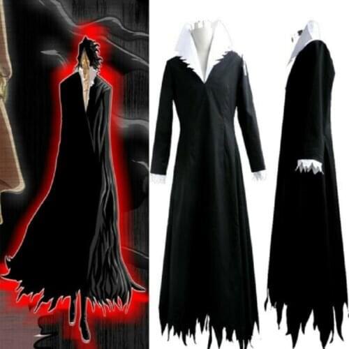 Tensa Zangetsu Bleach Anime Cosplay Costume Black Kimono