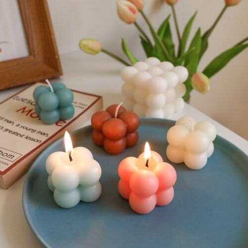 Small Bubble Cube Candle Spherical Home Fragrance Creative Geometric Shape Decoration Soy Wax Aromatherapy Shooting Props 2021