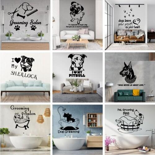 Cartoon Style Pet dog Wall Sticker Self Adhesive Vinyl Waterproof Wall Decal Decor Living Room Bedroom Removable Wall Decals