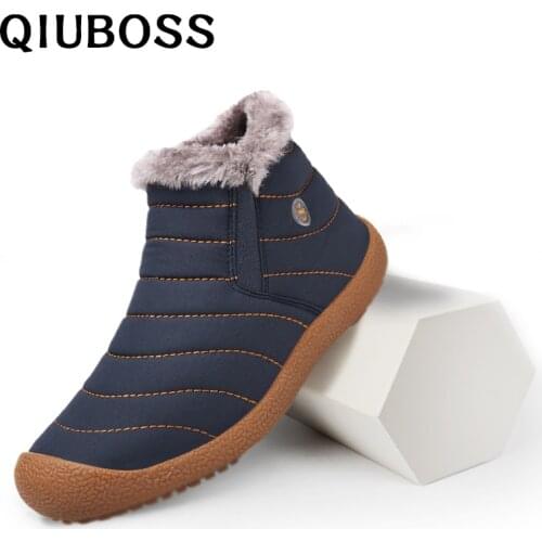 2018 Men Boots Winter Boots Ankle Winter Shoes Male cotton Fabric Slip-on Fur Warm Waterproof Rain Boots Snow Causal Mens