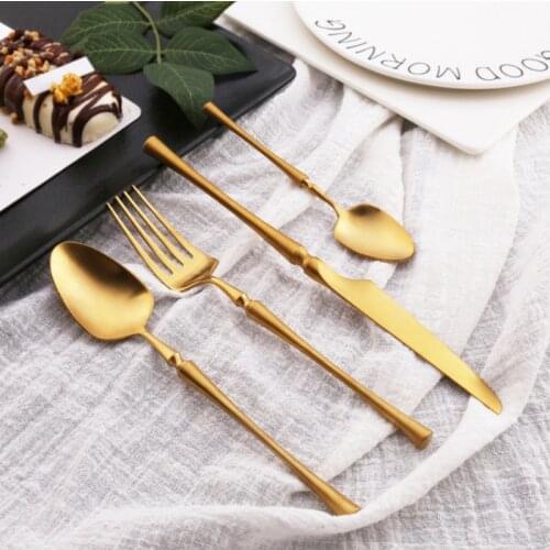 6Set/24Pcs Cutlery Set Stainless Steel Dinnerwar Steel Luxury Dinnerware Gold Forks Spoons Knives Steel Cutlery Set