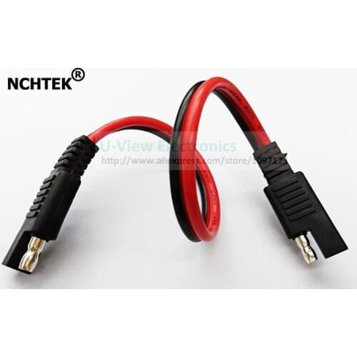 NCHTEK High Quality 14AWG SAE to SAE Extension Connector Cable Quick Disconnect Wire Harness About 0.3M/Free Shipping/2PCS