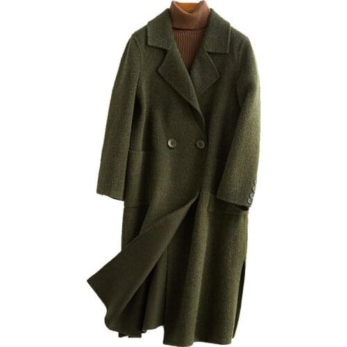 2020 New Suit-dress Autumn Alpaca Alpaca Double Hair Wool Woollen Overcoat Long Fund Overknee Loose Coat