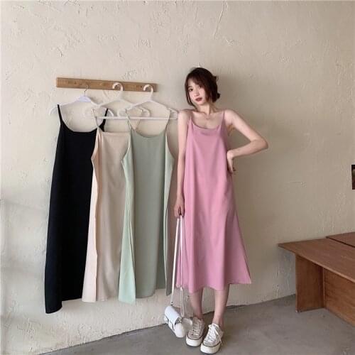 Sexy Women Sling Long Dress Sleeveless V-neck Loose Maxi Dress Summer Fashion Plus Size