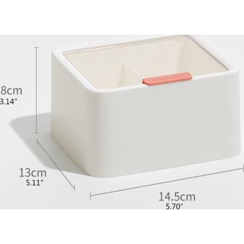 Portable Split 2 Compartment Cotton Pad Storage Box with Transparent Lid Makeup Napkin Case Organizer Removable Desktop Holder