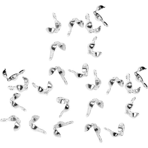 20 Silver color Plated Charlotte End Crimps Bead Tips 4mm Clamshell Knot Covers