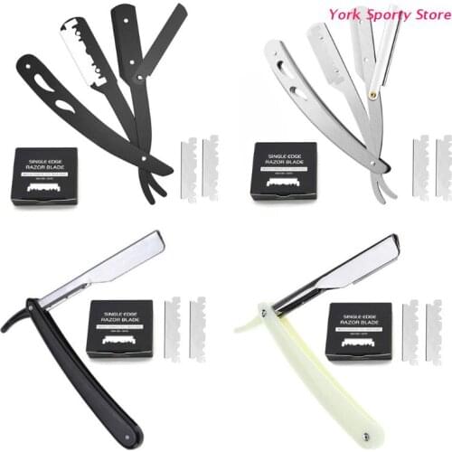 Professional Barber Sharp Straight Edge Razor with 100pcs Stainless Steel Single Edge Razor Blades