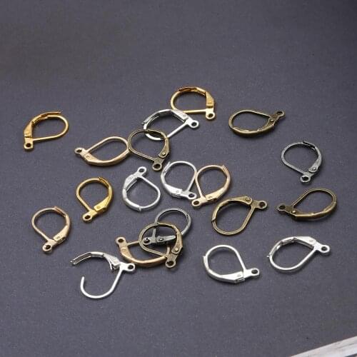 10pcs French Earring Hook 10x16mm Ear Wire Gold Sliver Black Rhodium Bronze Round Clasp DIY Jewelry Making Accessories