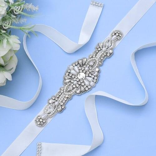 ZMS29 Silver Rhinestone Belt for Wedding Dress Luxury Party Belts Women Jewel Belt Off White Belt Bridesmaid Waist Beads Belt
