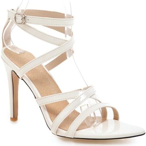 Big Size high heels sandals women shoes woman summer Ribbon, high heel, wrist buckle, open-toed sandals