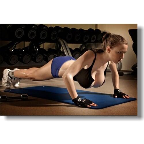 Sexy Women Fitness Bodybuilding Motivational Fabric Cloth Rolled Wall Poster Print BIG SIZE