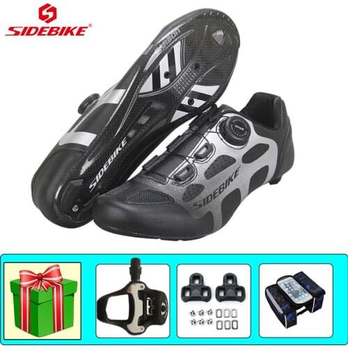 SIDEBIKE Road bike shoes women men bicycle Carbon fiber sole riding sneakers add Pedals bicicleta triatlon outdoor cycling shoes