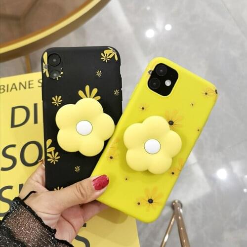 Daisy Flower Ring holder Soft Phone Case For iPhone X 12 11 Pro XS MAX XR Silicone Candy Tpu Case For iPhone 7 6 6S 8 Plus Cover