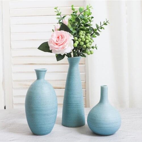 Modern Blue Vases For Flowers Ceramic Table Vase Filler Decoration Home Kitchen Living Room Accessories Dining Table Planter Pot