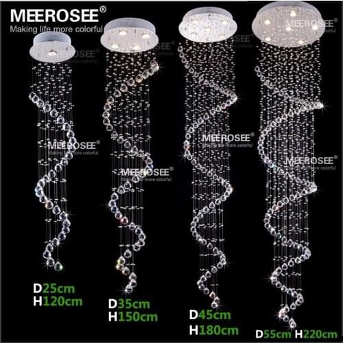 Modern Spiral Crystal Ceiling Light Fixture Long Crystal Stair Lamp Flush Mounted Crystal Light Fitting for staircase villa