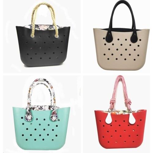For Women EVA Bag With Holes Tote Lady New Style Pure Color Fashion Shopping Canvas Inner Handbags 2021