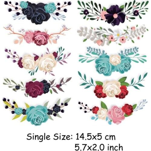 10 Pieces / Lot Flower Patches Iron On Clothes T-shirt Dresses Applications Thermo-stickers Heat Transfer Stickers Patches