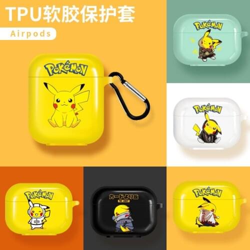 Pikachu AirPods Protective Sleeve Anti-drop Cute Cartoon AirPods Pro 1/2 Generation Wireless Bluetooth Headset Protective Shell