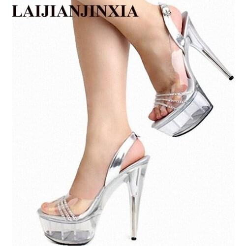 LAIJIANJINXIA Clear Pvc Women Sandals Plastic High Heels Transparent Open Toe Slingbacks Ladies Shoes Summer Sandals For Women
