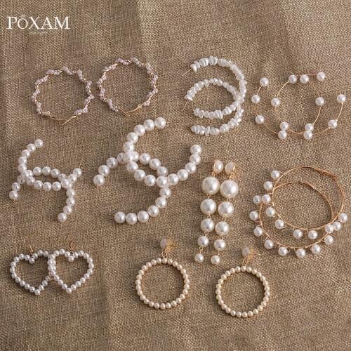 Vintage Oversize Pearl Earrings For Women Girls Brinco Big Hoop Earrings Circle Earring 2019 Statement Geometric Fashion Jewelry