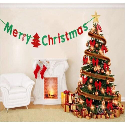 1pcs/lot Merry Christmas Decoration Pull Flag Xmas Hanging Flag Banner Buntting Outdoor Flags For Party Home Window Tree Decor