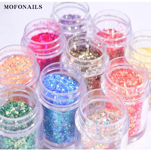 10ml/jars Holographic Mixed Sequin Hexagon 10 Colors Laser Nail Flake Glitter Sequin DIY Nails Tip Art Sequins Design Decoration