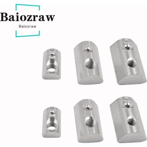 10pcs Half Round M3 M4 M5 M6 Nut Shrapnel Steel Ball Nut Block EU Standard 2020 3030 4040 4545 Aluminum Profile Elastic Nut