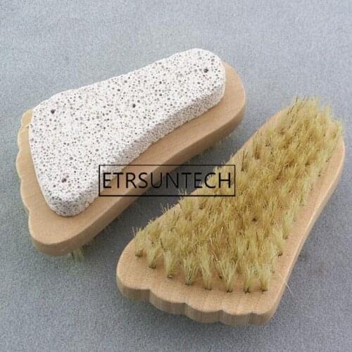 100pcs Foot Brush Exfoliating Dead Skin Remover Wooden Brush with Natural Bristle and Pumice Stone Feet Brush Shower Massager