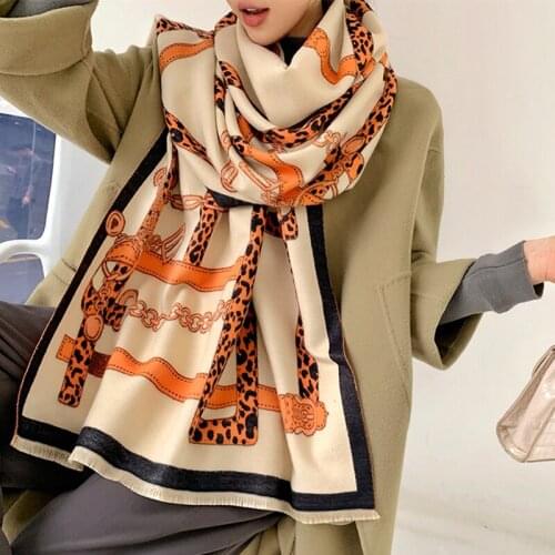 2020 Winter Scarf Lady Leopard Cashmere Scarves Female Warm Thick Pashmina Fashion Women Double-Sided Blanket Bandana New