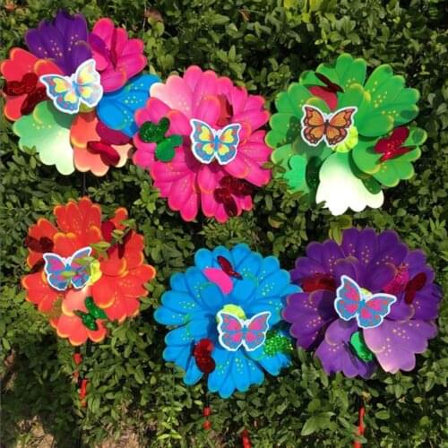 3D Butterfly Flower Windmill Colorful Wind Spinner Garden Yard Decoration Kids Toy Outdoor