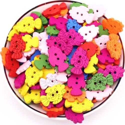 Mix Wooden Fish Self-Adhesive Stickers Carving Handicrafts Button Refrigerator Wall Wedding Decsoration DIY Craft Supplies 50pc