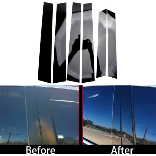 6pcs Glossy Black Door Window Pillar Posts Piano Cover Trim PC Fit For Honda CRV 2007 2008 2009 2010 2011