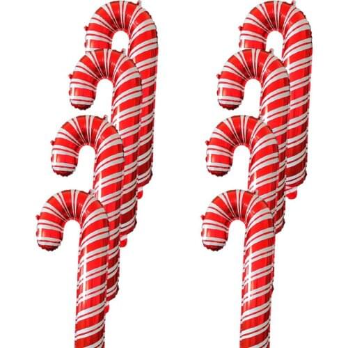 8pcs Large 80*36CM Christmas Cane Aluminum Foil Balloons for Xmas Home Party Decorations Supplies Red Dark Green Candy Balloon