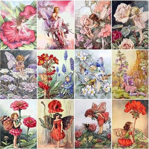 Diy 5d Full Diamond Painting Embroidery Cartoon Square Round Drill Flower Fairy Mosaic Furniture Decoration Hobby Gift