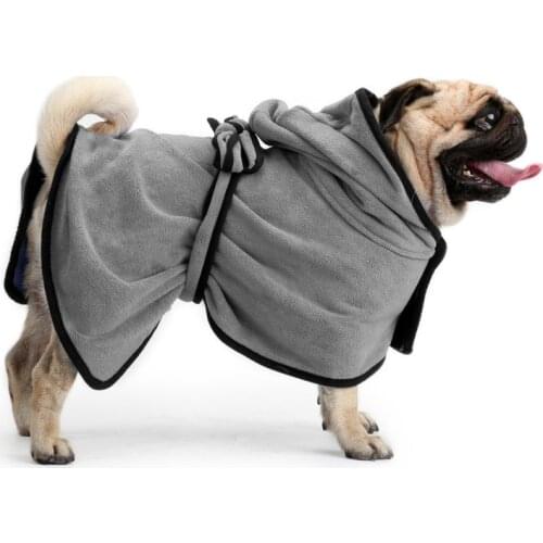 400g Superfine Fiber Dog Bathrobe Super Absorbent Dog Towel Microfiber Grey Blue Dog Bath Robe With Cap Luxury Bathrobe For Dog