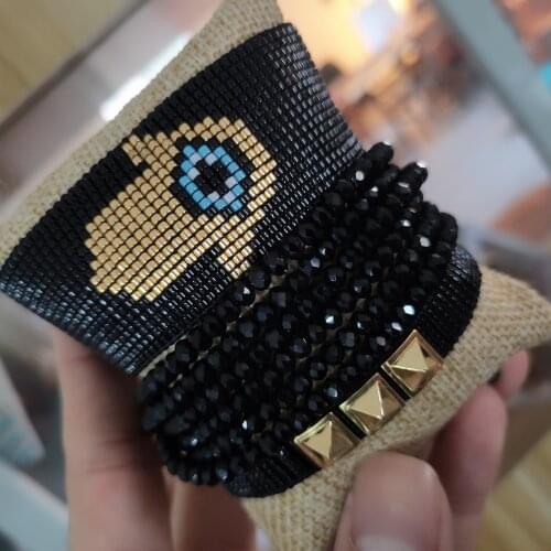 Rttooas Turkish Evil Eye Bracelet MIYUKI Hamsa Hand Jewelry Crystal Beaded Bracelets Pulseras Mujer 2020 New