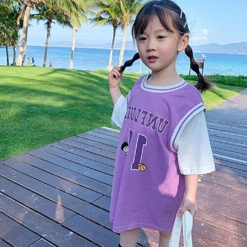 Children Sport Dresses Summer Baby Girls Loose Cotton Casual Shirt Dress Cute Girls Cheerleaders Costumes Dresses
