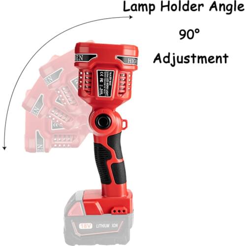 Hot Pistol/Portable 12W LED Lamp Flashlight For Milwaukee M18 18V Li-Ion Battery with USB port Outdoor Work Light free shipping