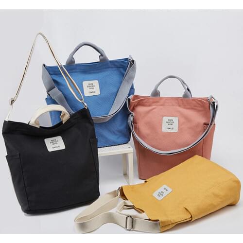 Women Canvas Shoulder Bag Cotton Cloth Handbag Casual Tote Quality Zipper Purse Eco Messenger Bags Crossbody Bags For Girls