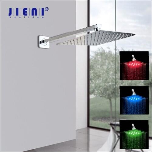 JIENI Chrome Polished Bathroom Shower Head Rainfall Tub Painting Shower Faucet Bathtub Rain Shower Head Square Shower Head