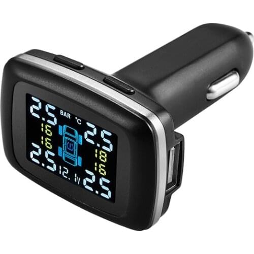 IOKONE Universal Digital Tire Pressure Gauge with USB Charging Cigarette TPMS Tire Pressure Monitoring