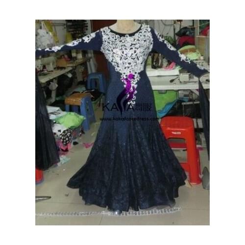 KAKA DANCE B1555,New Ballroom Standard Dance Dress,Waltz Ballroom Competition Dress,Dark navy Ballroom Dance Competition Dresses