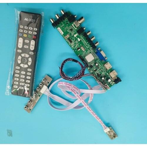 Kit For N156B6-L04/N156B6-L05 DVB-T remote TV LVDS USB AV VGA LED HDMI digital 1366X768 WLED 40pin Signal controller board 15.6"
