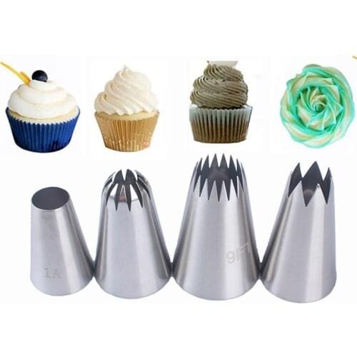 4pc large size Icing Piping Nozzles Cake Decorating Pastry Tip stainless steel mouth Fondant cream baking tools accessories