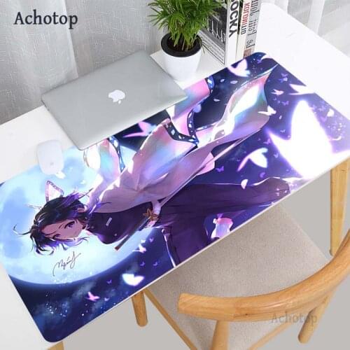 XL Anime Kimetsu No Yaiba Pad Mouse HD Print Computer Gamer Locking Edge Mousepad Keyboard PC Mice Mats XXL Pad For Csgo