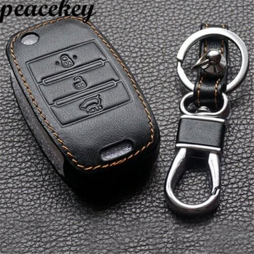 Peacekey Leather Car Key Case Cover For KIA Sportage Sportage R K5 K2 K3 Car Key Rings Key Case Keychain Car Accessories Styling