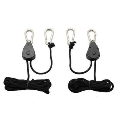 Multi-Purpose Hooks Adjustable Nylon Rope Ratchet Hanger Heavy Duty 150lb Capacity Rope Clip Hanger LED Grow Light Hanging Kit