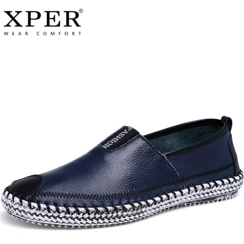 XPER Fashion Genuine Leather Mens Casual Shoes Male Soft Handmade Driving Shoes Spring Autumn Loafers Breathable Sneakers#XP022