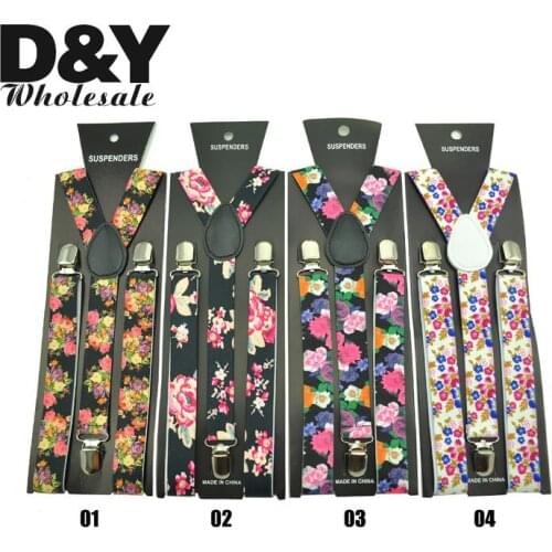 Mens Shirt Suspenders For Trousers Pants Holder Braces Wedding Suspender Belt Straps Fashion 13 "Flower Floral " Pattern Mix